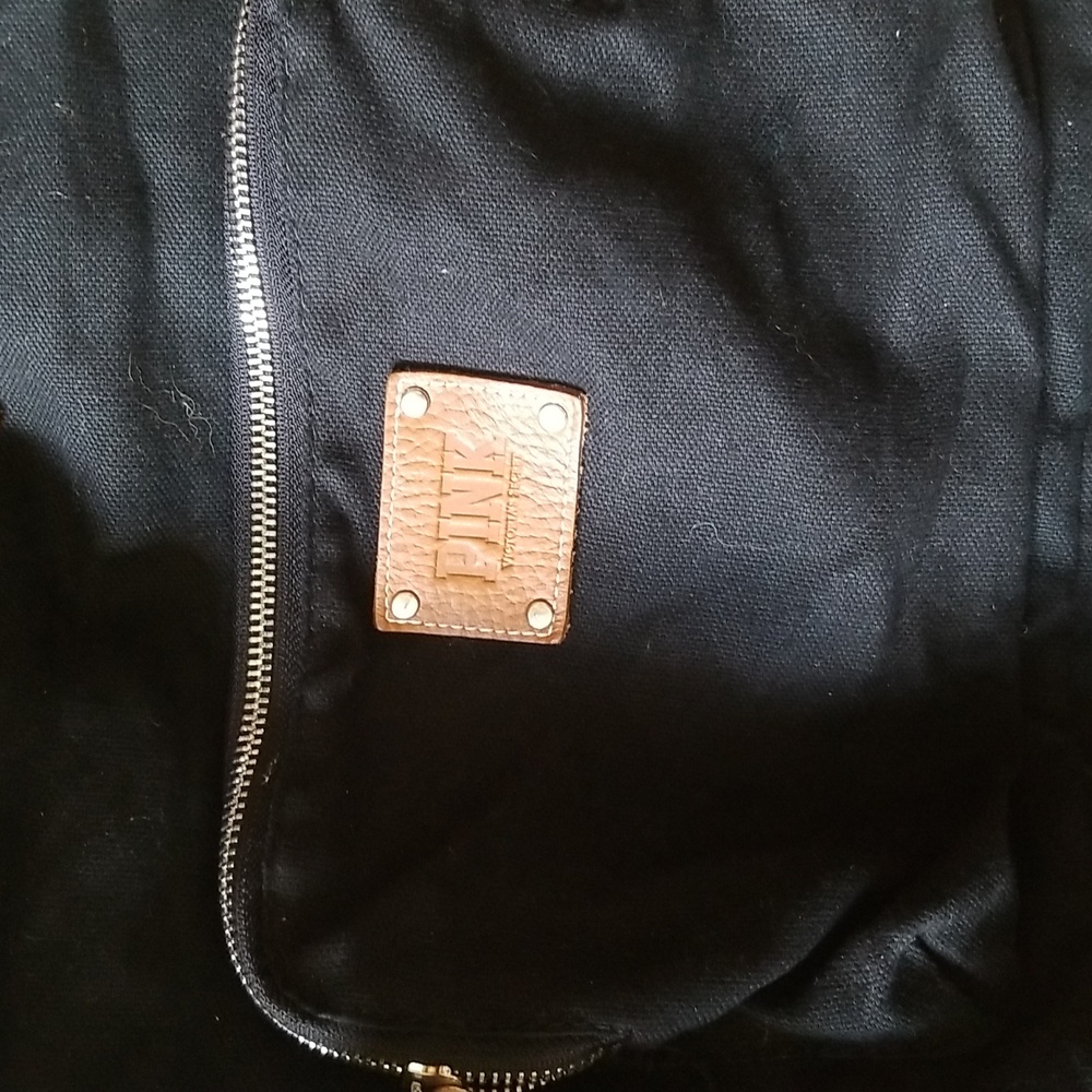 Victoria's Secret PINK Black Canvas Backpack School Travel Vacation - Picture 2 of 6